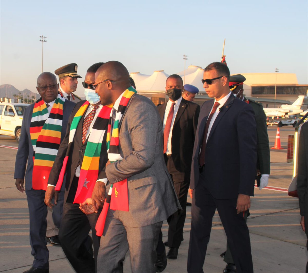 His Excellency The President of The Republic of Zimbabwe @edmnangagwa has landed in Egypt 🇪🇬 for the Cop 27
