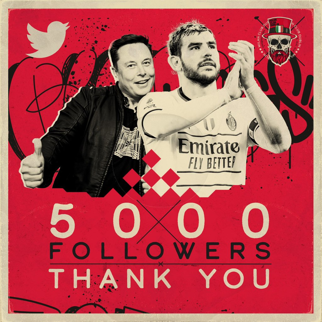 MilanClubDublin's tweet photo. 5,000 Twitter followers! Grazie amici ❤️🖤

To celebrate, we are giving away a Milan Club Dublin badge - card holder - and mug! Just follow us, like + RT this tweet to enter 🙌 https://t.co/N4ia9d2Ase