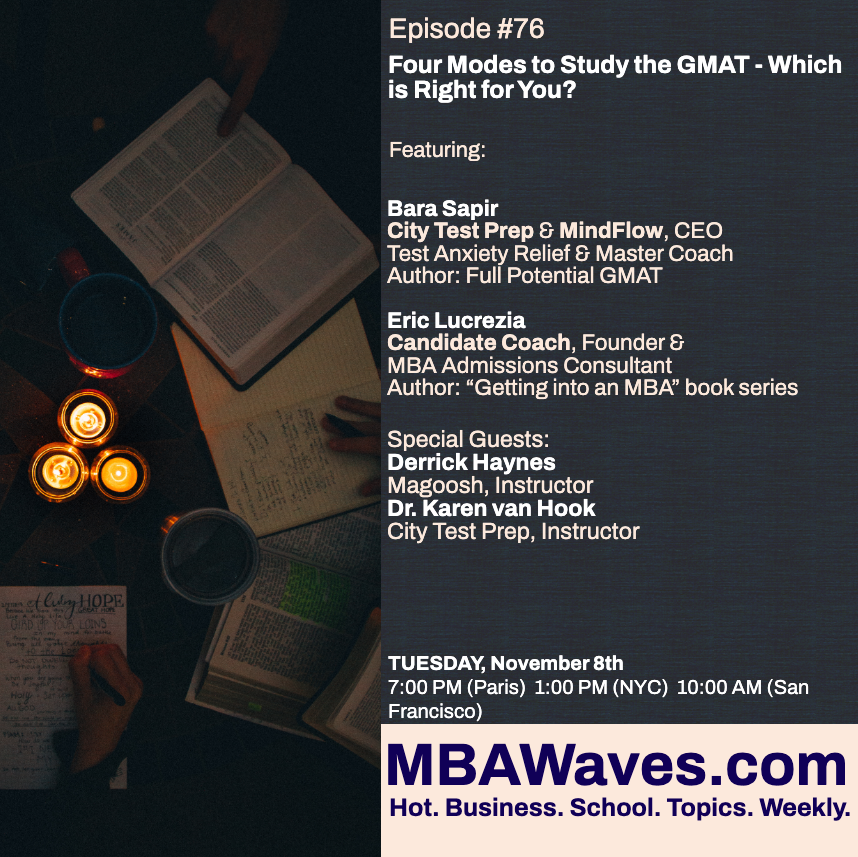 MbaWaves's tweet photo. Join @EricLucrezia, @BaraSapir, and our special guests for a 30-minute boost from expert coaches from across the spectrum of education and business!
#mbalife #MBA #GMAT #MBAwaves
Link:https://t.co/QJDNfehegD https://t.co/xUsFECHv9c