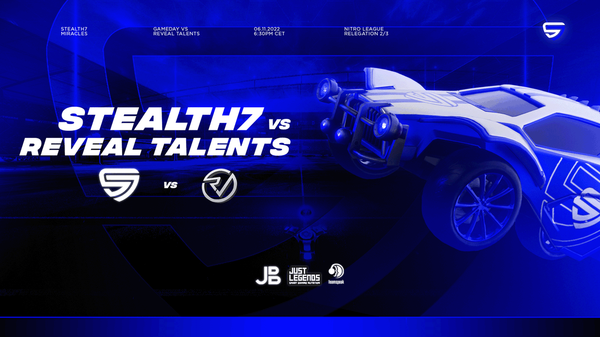 Stealth7eSports's tweet photo. #MATCHDAY

Today 6:30PM CET, Relegation 2/3
Stealth7 Miracles vs @RVMultigaming #Talents
 
📺Watch it live on:
https://t.co/UapsEq9qXn

Roster:
🇦🇹@benikiller2
🇩🇪@prownzyyy
🇩🇪@DiZzyy_rl

🇩🇪@LeguanGER (M)
🇩🇪@rxy_rl (C)

#S7RVT #S7 #S7fam #RocketLeague https://t.co/MAOocoZYzB