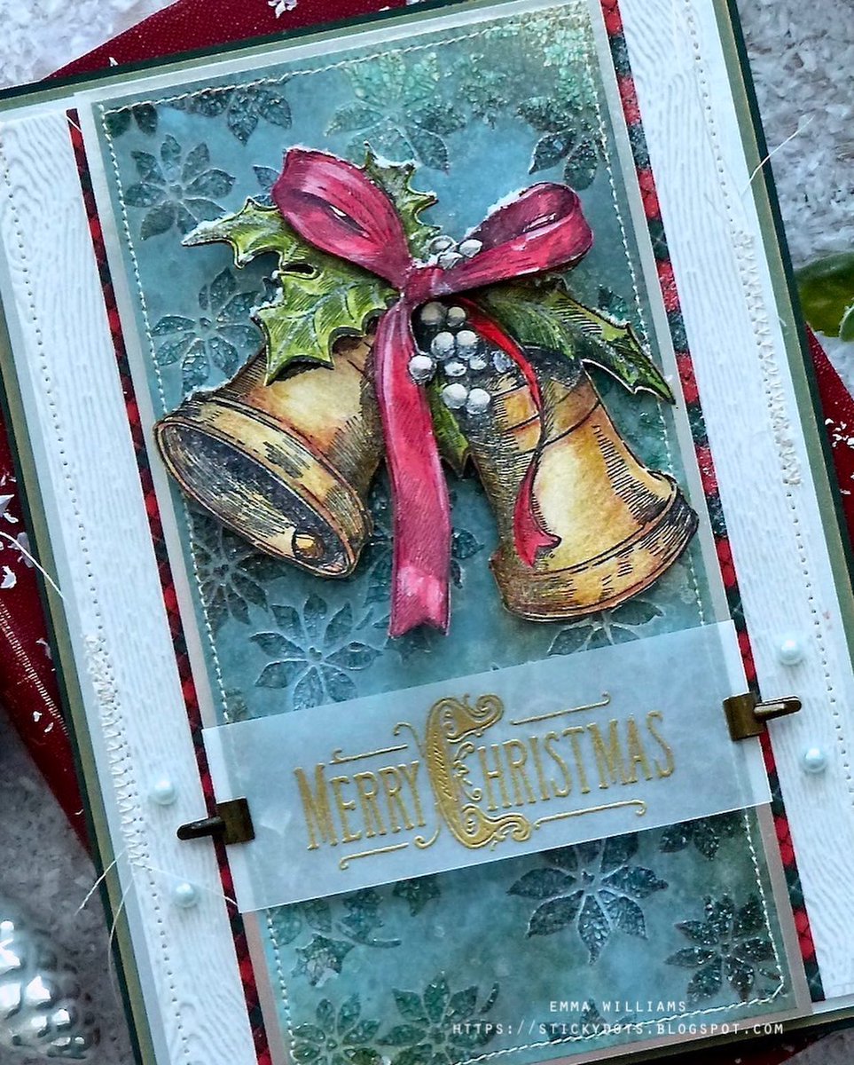 stampers_anon's tweet photo. 🔔♥️ fussy cut the bells from the NEW #timholtzstamps Department Store and layered it to create dimension + used the Merry Christmas sentiment from the same set to create this beautifully detailed Christmas Card 🎄✨

✂️ #handmade by @artymiss

#timholtz #stampersanonymous https://t.co/ftPVRn8l9n