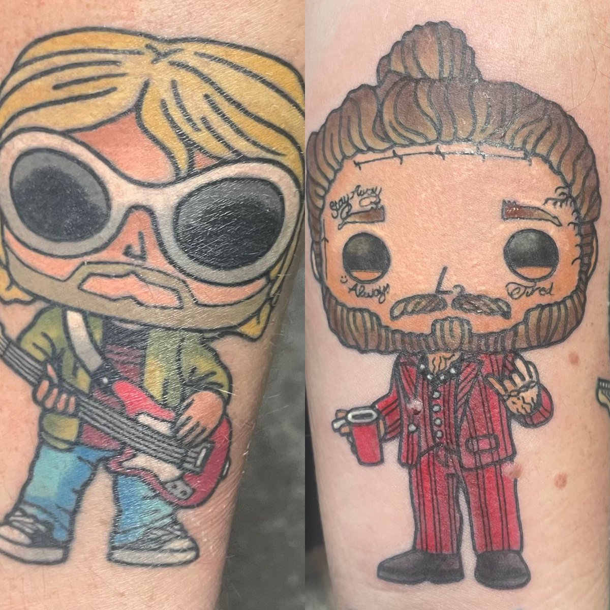 FunkoKeith's tweet photo. Funko Sleeve is coming along nicely. Got @PostMalone to go right next to Kurt! @funko @brianmariotti #Posty #FunkoLife https://t.co/HktXvA5RsP