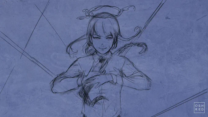 sketch vs finish of Makima  