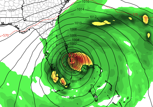 hurrtrackerapp's tweet photo. 12Z GFS coming in just a tad stronger. Landfall on the east FL coast on THU. Could have winds near or above hurricane force. GFS has gusts over 80 mph near the Vero Beach area. Not a forecast of course, but a possibility. Need to monitor closely.  Other model data is similar. https://t.co/KMAFuXq5w8