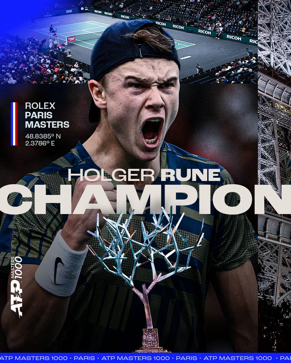 ⭐️ RUNE RULES BERCY ⭐️

19-year-old 🇩🇰 <a href="/holgerrune2003/">Holger Rune</a> captures his first Masters 1000 title, defeating Djokovic 3-6, 6-3, 7-5 in Paris! 

<a href="/RolexPMasters/">ROLEX PARIS MASTERS</a> | #RolexParisMasters