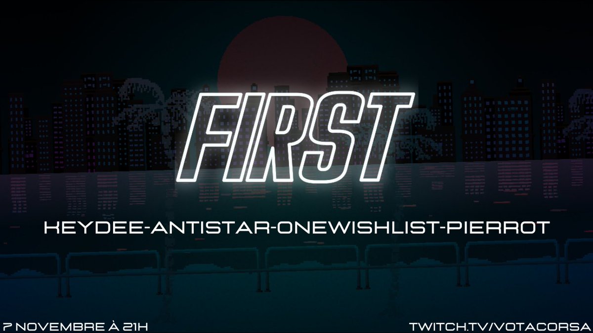 Hey ! FIRST est de retour !

Demain à 21h s'affronteront <a href="/Antistar/">Antistar 🦊</a> <a href="/KeydeeGamerBoy/">Keydee</a> <a href="/OneWishList/">OneWishList</a> &amp; <a href="/elpierrot17/">𝝅 Pierrot</a> dans ce grand quizz jeu vidéo !

A demain !