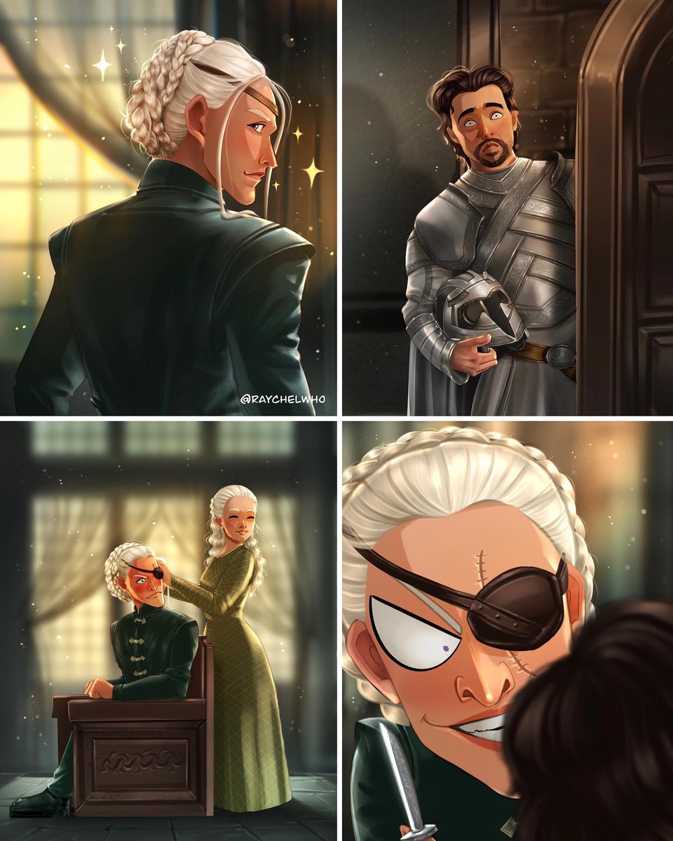 Really I just wanted an excuse to draw #Aemond in different hairstyles. Bro might not have two eyes but gahdamn I wish I had his hair. #hotd #HouseOfTheDragon #DemDragons #HelaenaTargaryen