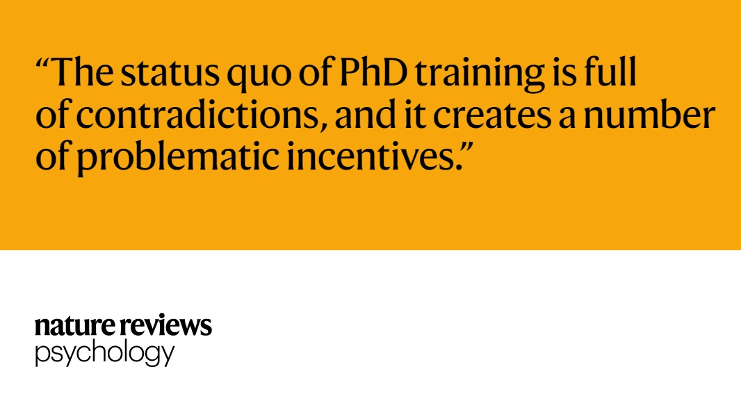 PhD training in psychology asks people to receive training while also doing the essential work of a university. A healthy PhD approach that places wellbeing ahead of productivity is a counterweight, a <a href="/NatRevPsych/">Nature Reviews Psychology</a> Comment article argues. go.nature.com/3zJzRwW