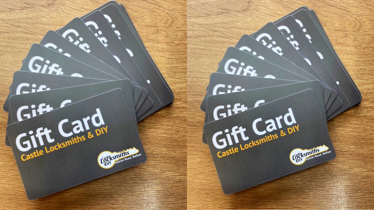 castlelocksdiy's tweet photo. 🔑 Gift Cards are available at Castle locksmiths &amp; DIY!

🔑 Perfect for birthdays, Christmas, teacher pressies, or to say ‘thank you’. 

🔑 You choose the amount (£10 minimum)

#giftcard #birthdaypresent #teacherpresent #christmaspresent #thankyoupresent #antrimroad #belfast https://t.co/rAiTy092cg