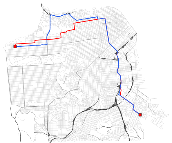 geomenke's tweet photo. #30DayMapChallenge Day 6: Network - In Part 2 - Ex #5 of Discover QGIS 3.x - 2nd Ed you learn to conduct a linear network analysis finding both shortest &amp; fastest routes, allocate services areas &amp; then use the #QNEAT3 plugin to compute network isochrones. #30DaysofDQ3x2nd #QGIS https://t.co/LVc4FMq69p
