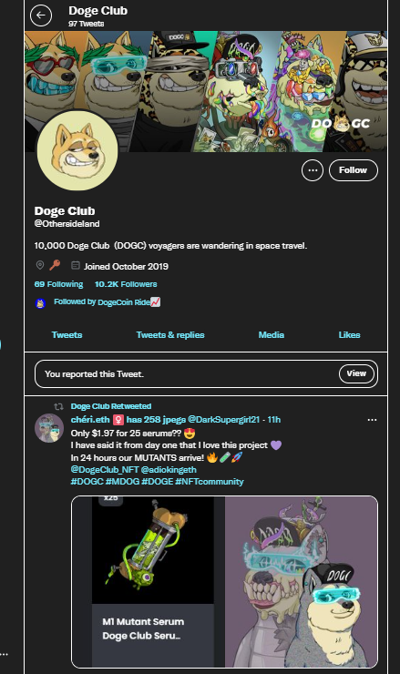 69MAJ420TOM's tweet photo. STAY VIGILENT: we have a great project here so imposters like this @ you see here will continue to pop up.. Never feel afraid to ask someone YOU KNOW is in the community! #DOGC #MDOG #BORK #FSCAMMERS https://t.co/zKcaC7Igwb
