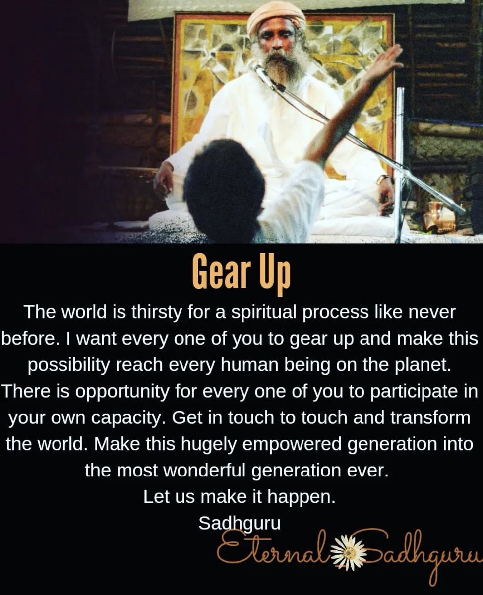 Ksareen30's tweet photo. The world is thirsty for a spiritual process like never before. #Sadhguru https://t.co/zDxBFosOsH