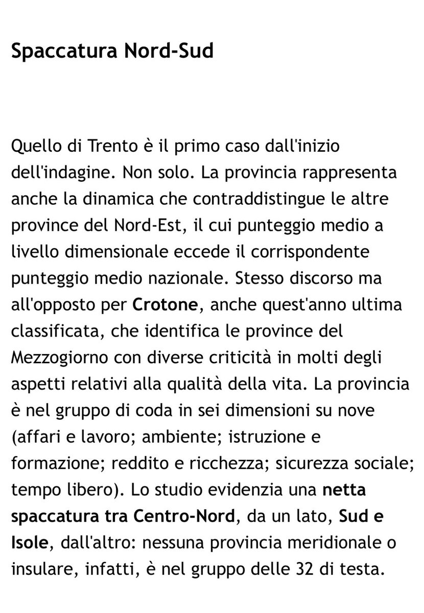 #SemprePeggio #QualitàVita Basilicata e Sud arretrano.Matera da posto 55 a 71, Potenza da 69 a 74. Vi è un problema di qualità di servizi e situazione complessiva  socio-economica.Serve cambio da noi e Mezzogiorno. Serve una vera e propria rinascita sociale,politica,culturale.