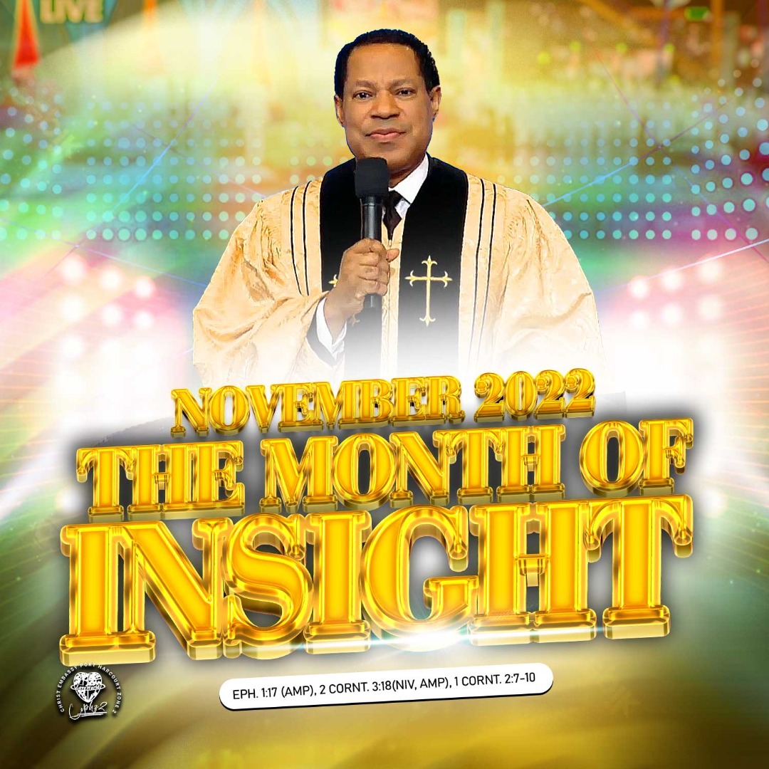B R E A K I N G   N E W S  📢
𝐍𝐎𝐕𝐄𝐌𝐁𝐄𝐑 𝐈𝐒 𝐓𝐇𝐄 𝐌𝐎𝐍𝐓𝐇 𝐎𝐅 𝐈𝐍𝐒𝐈𝐆𝐇𝐓!!!

The man of God, Rev. (Dr.) Chris Oyakhilome just declared November to be 'the Month of Insight' at the ongoing Global Communion Service.

🎯 Watch this space for more details.