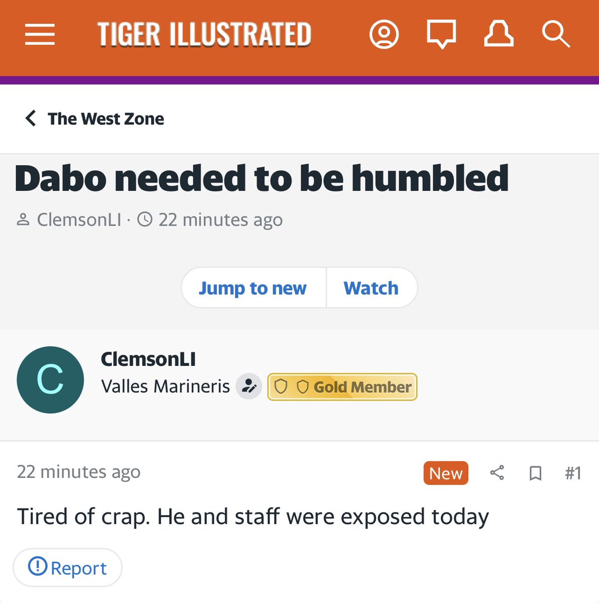 Message Board Geniuses on Twitter "Clemson fans are down bad."