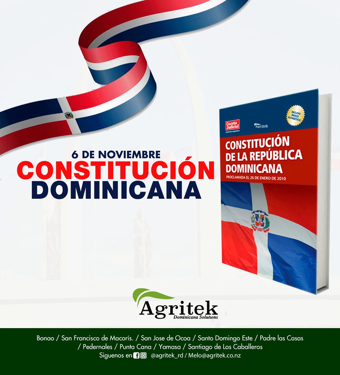 Agritekrd's tweet photo. Somos calidad 🙌 Hoy celebramos el día de la Constitución dominicana.
-
¡Somos Agritek! 💪 todo orgánico.
-
#agritek #agricultura #agriculturaorganica  #republicadominicana #ecologico #lagos #estanque #peces #trampasdegrasa https://t.co/KyVyZOBcwW