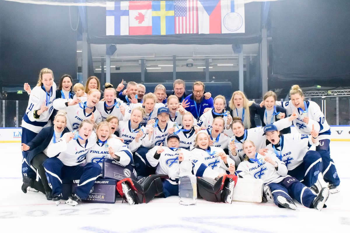 Team Finland is the new Ringette World Champion! 🔥 Congratulations! 💙 Team Finland did win Team Canada 13-3.

The MVP’s of the game:
Team Finland #30 Maria Perkkola
Team Canada #2 Gillian Dreger

📷 Timo Kupiainen

#WorldRingette <a href="/irfringette/">International Ringette Federation</a> <a href="/ringettecanada/">Ringette Canada</a> <a href="/ringettefinland/">Ringette Finland</a>