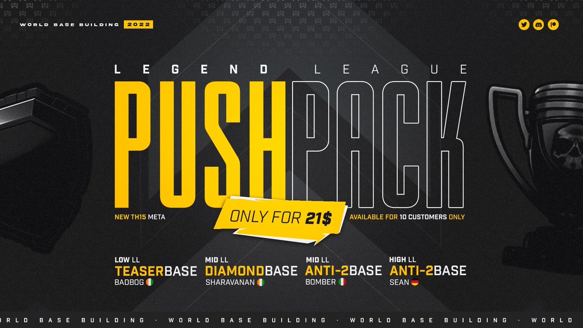 💛︙ LL Push Pack

🚀︙ Carry your LL DEFENSE, for the entire Season!

🚨︙ 7/10 Slots Remaining

⏰︙ Grab yours NOW, before sold out!

🛒︙ discord.gg/worldbb