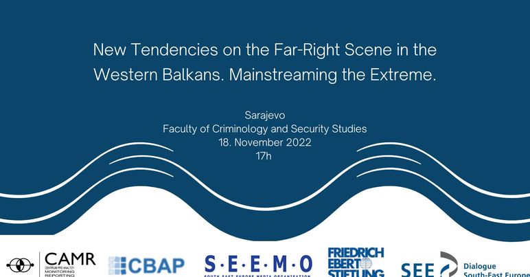 cbap_cz's tweet image. Our latest project looking into the New Tendencies on the Far-Right Scene in the Western Balkans. The findings and the path towards future actions will be paved at the final event in Sarajevo with our partners, CAMR, Seemo and Friedrich-Ebert-Stiftung Dialogue Southeast Europe.