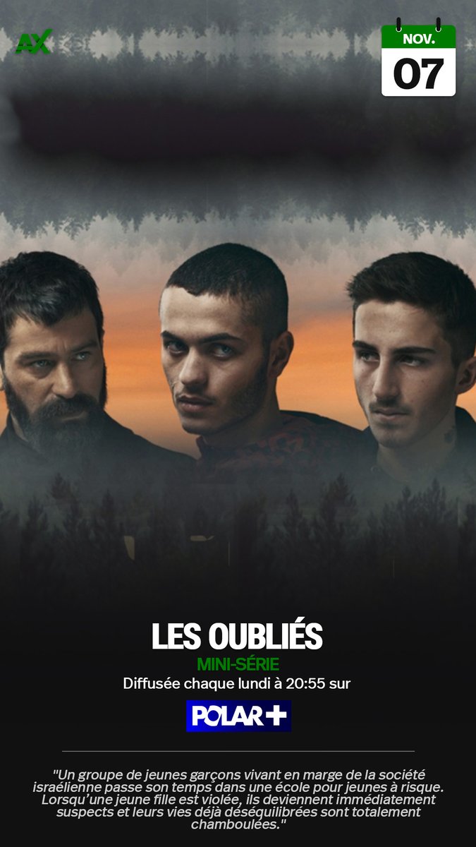 alxserix's tweet photo. La mini-série #LesOubliés commence sa diffusion dès maintenant sur POLAR+ (2 épisodes chaque lundi à 20h55).
"Un groupe de jeunes garçons vivant en marge de la société israélienne passe son temps dans une école pour jeunes à risque..."
#POLARPlus https://t.co/tnVQuoNVzI