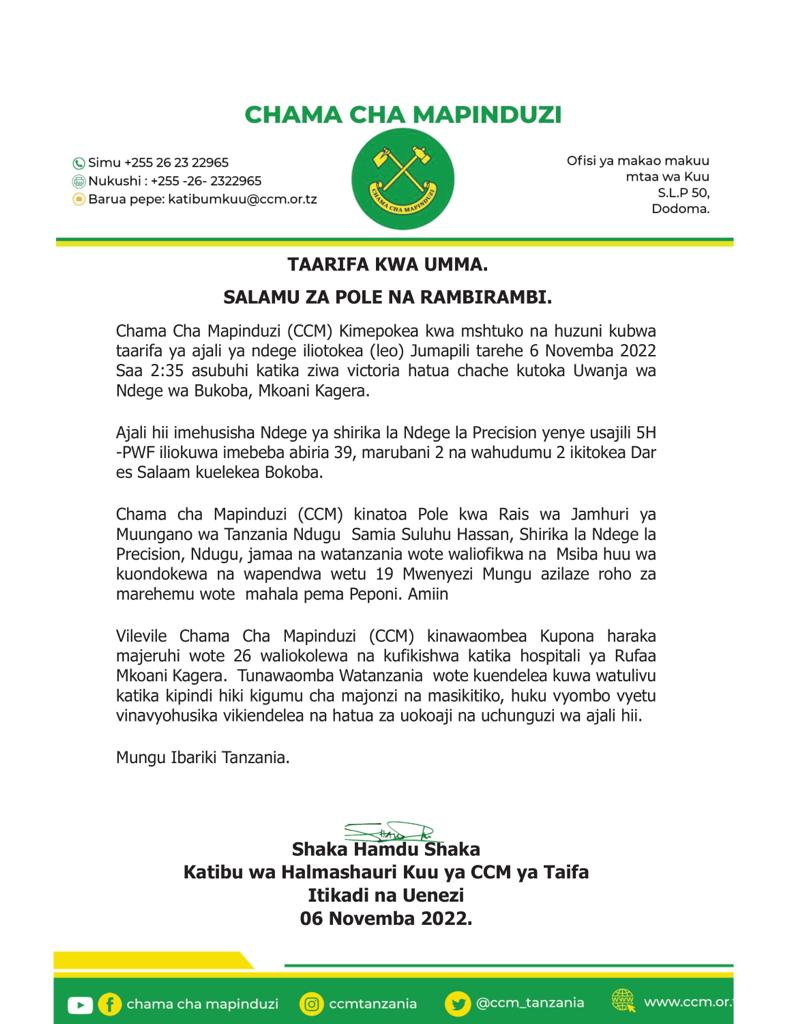 Salamu za Pole na Rambirambi.