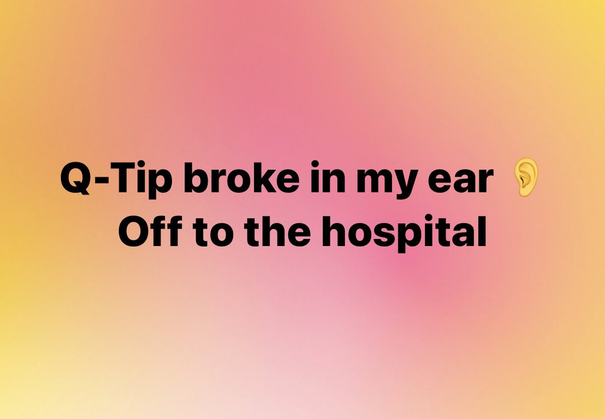 π±π§ π Bowie moonen π§ ππ± (@cogindustries) on Twitter photo Q-Tip broke off in my ear π
Hello <a href="/CollingwoodHosp/">CollingwoodGMHosp</a> 
πππ Q-Tip broke off in my ear π
Hello <a href="/CollingwoodHosp/">CollingwoodGMHosp</a> 
πππ