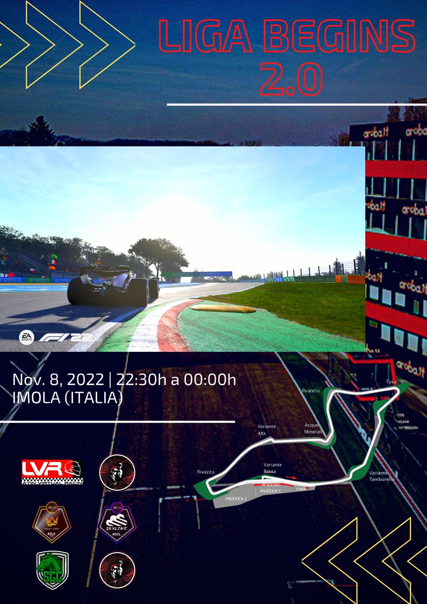 Nos vemos el próximo día 8 en Twitch! 🏁

twitch.tv/spartan_virtua…

▪️IMOLA 🇮🇹 22:30H

@scuderiacasari
<a href="/SKYLINEESportsx/">SKYLINE E-Sports 🇲🇽</a> 
LatinVirtualRacing