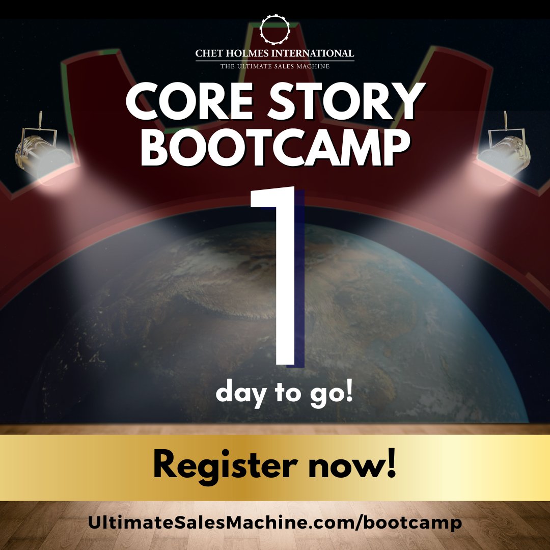 [LAST DAY] to sign up for the CORE STORY Bootcamp!

Are you ready to lead your industry? 🙋‍♂️

Visit ultimatesalesmachine.com/bootcamp for more details.