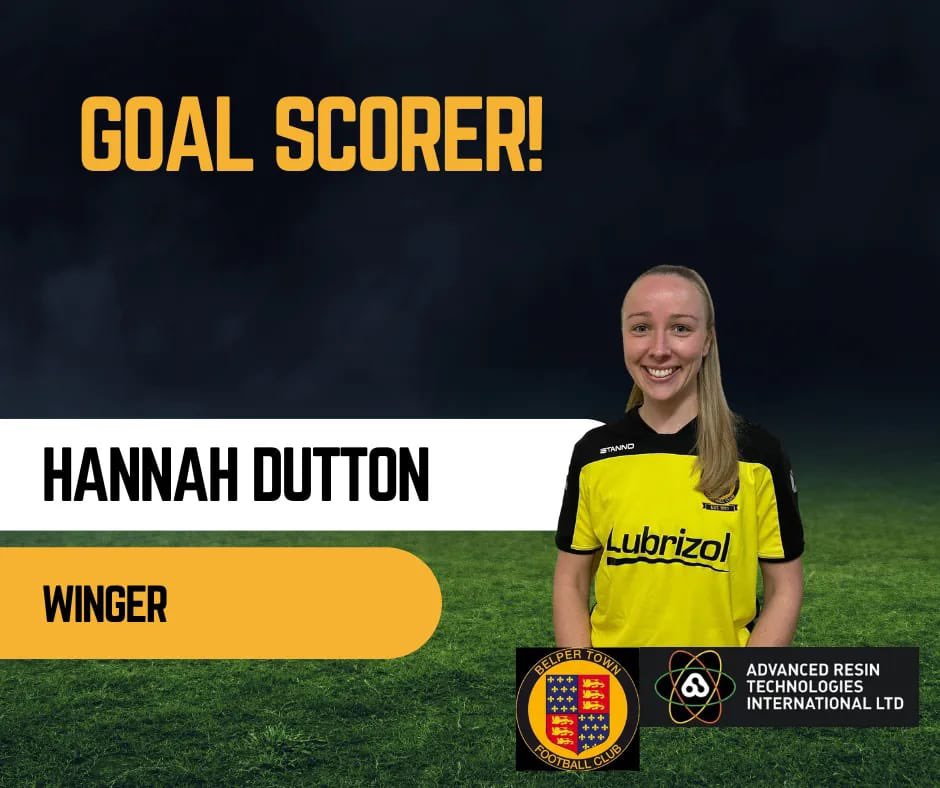 BelperTownLFC's tweet photo. On her return from injury it's great to see Hannah back on the scoresheet. A fantastic performance. Hannah is sponsored by Advanced Resin Technologies International Ltd 💛🖤 #womensfootball #ladiesfootball #belper #football #soccer #BTLFC #nailers #goalscorer https://t.co/0FAud8Zu5X
