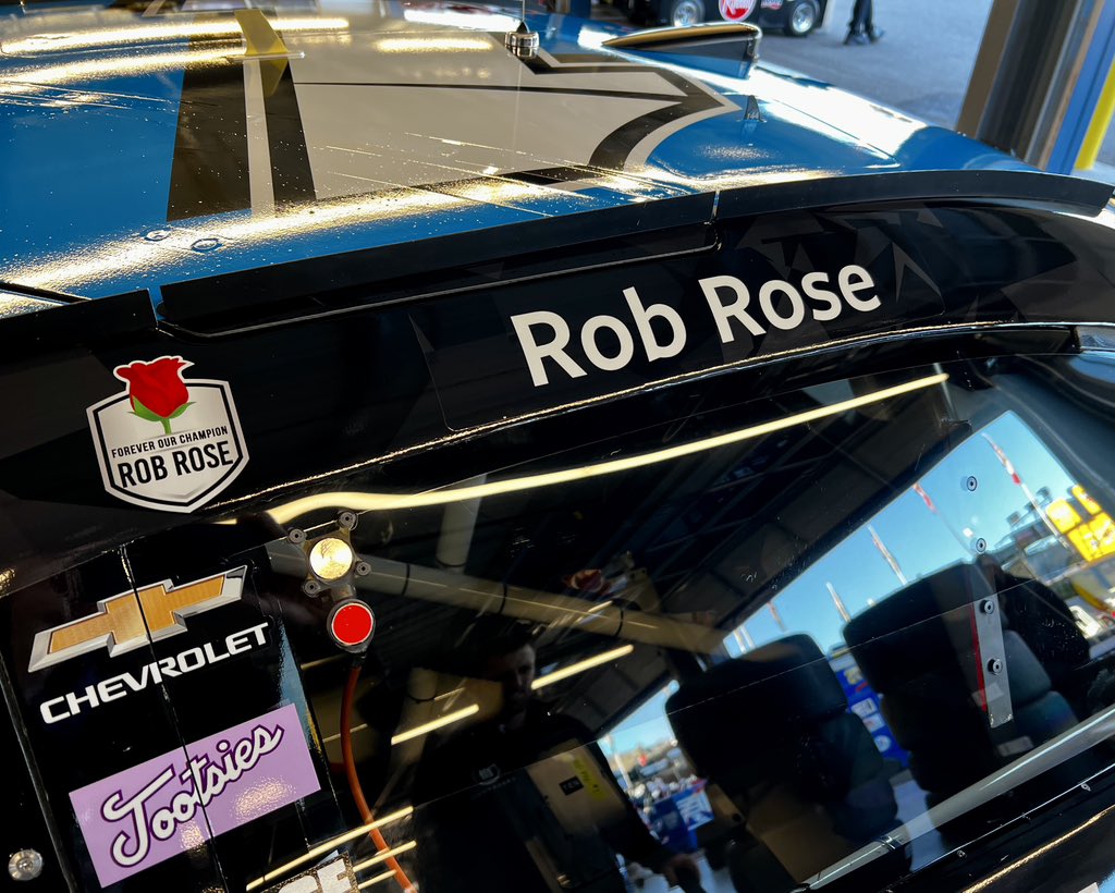 TeamTrackhouse's tweet photo. A few weeks ago we lost @WWEXRacing president and our dear friend Rob Rose. Today he rides along on the 1 car🌹 https://t.co/Q1upcigFdf
