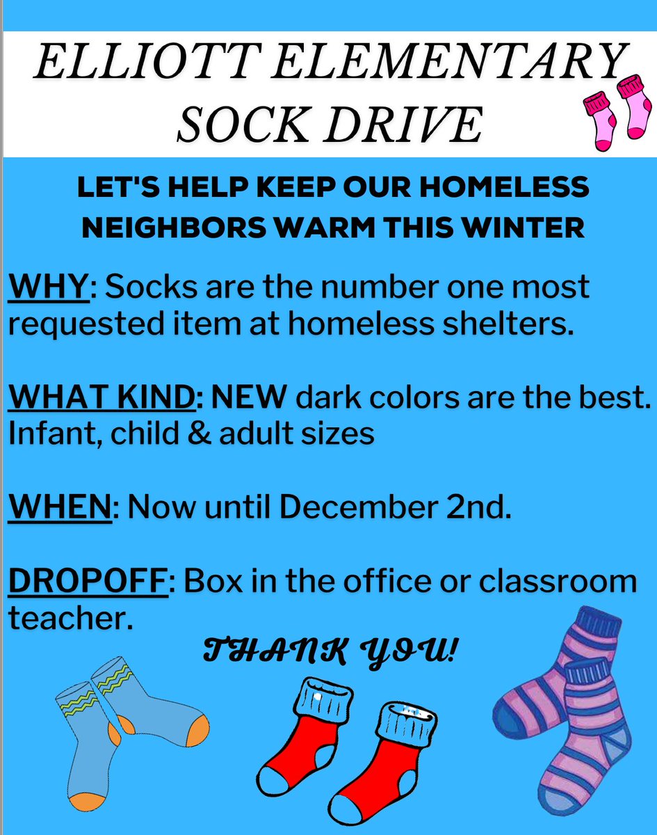 ElliottPanthers's tweet photo. Sock drive for our homeless neighbors starts this week. #PhenomenalPanthers #PantherPride https://t.co/xtTis87ijP