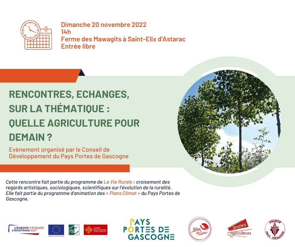 Rendez-vous dimanche 20 novembre à partir de 14h à la ferme des Mawagits pour échanger autour de la thématique : Quelle agriculture pour demain ? 
Avec l'association Terre de Liens et les Jeunes Agriculteurs du territoire.