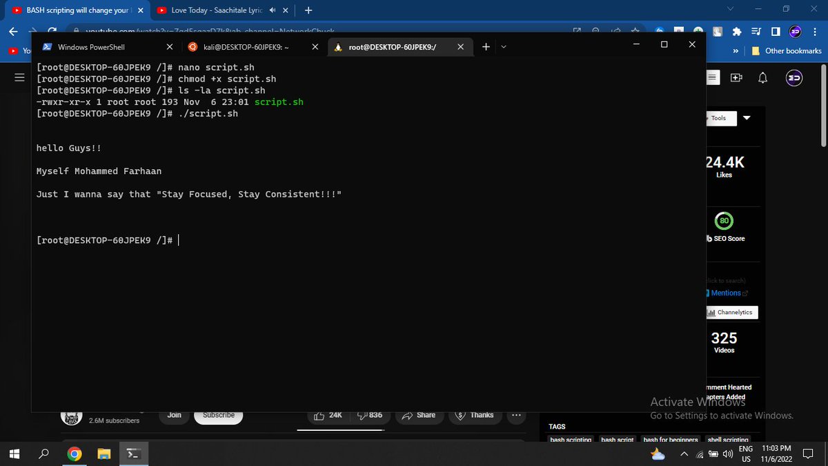 MD_FARHAAN_N's tweet image. Hey Guys!!
It's Day07 of #devops and today I learned
$#bashshellscripting I just wrote my first script using bash on CentOS
#learninpublic #bash #shellscripting
Stay Focused, and Stay Consistent!!.
