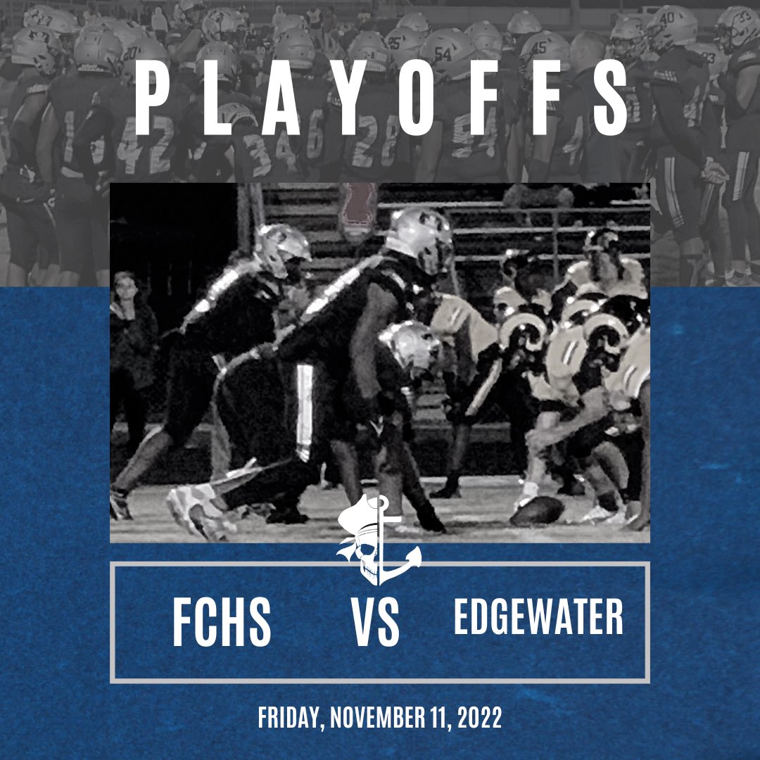 🏴‍☠️🏈PLAYOFF BOUND🏈🏴‍☠️ YOUR BUCS ARE PLAYOFF BOUND!! We will take on Edgewater in Orlando this Friday, kickoff at 7:30 PM! ⚓️ #playoffbound #fcbuccaneers #firstcoasthighschool #fchs #bucpride #bucnation #fridaynightlights #highschoolfootball #wemadeit #gobigblue💙
