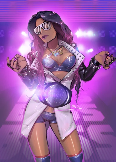 found some absolutely ancient wrestling fanarts from 2015  sasha and bayley 