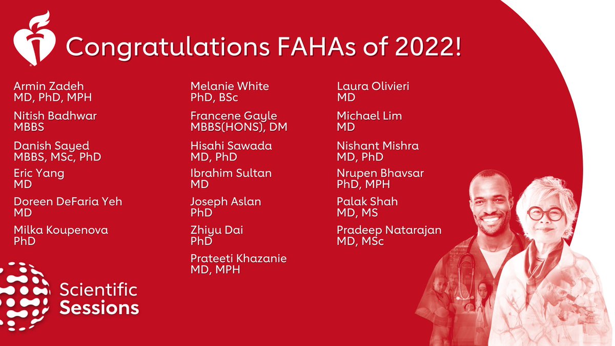 Congratulations to our new FAHAs! 👏 🎉 🙌 Help us welcome them to the family. #AHA22 

1/2