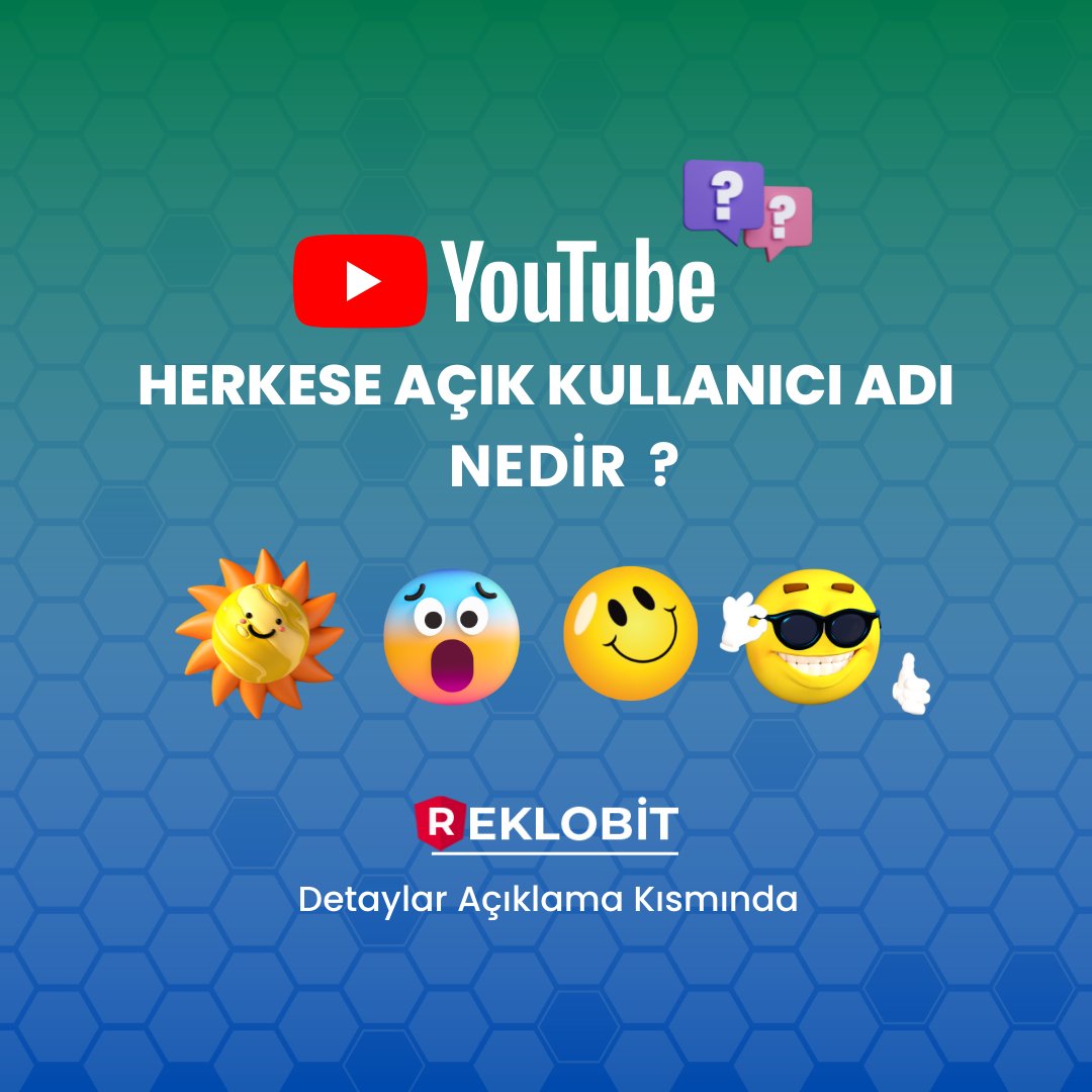 reklobit's tweet photo. Youtube herkese açık kullanıcı adı, Youtube kullanıcıların kendilerine ait bir kanal adı oluşturmasına olanak tanıyan bir yaklaşımı ifade eder.
https://t.co/8Df7yh9bKx

#youtube #YouTubeherkeseaçıkkullanıcıadı https://t.co/duCxBoyiVj