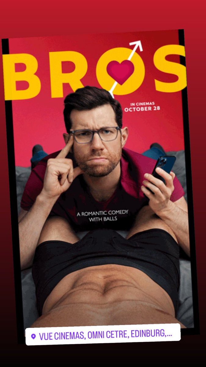 #BrosMovie Funny, Witty, Romantic, and slightly awkward but educational at the same time. It's very cleverly written It's so on point about gay life today. I've watched it twice, it gets better. Great cast, Great music, it's heading for AWARDS 🙌🌈 @billyeichner #masterpiece