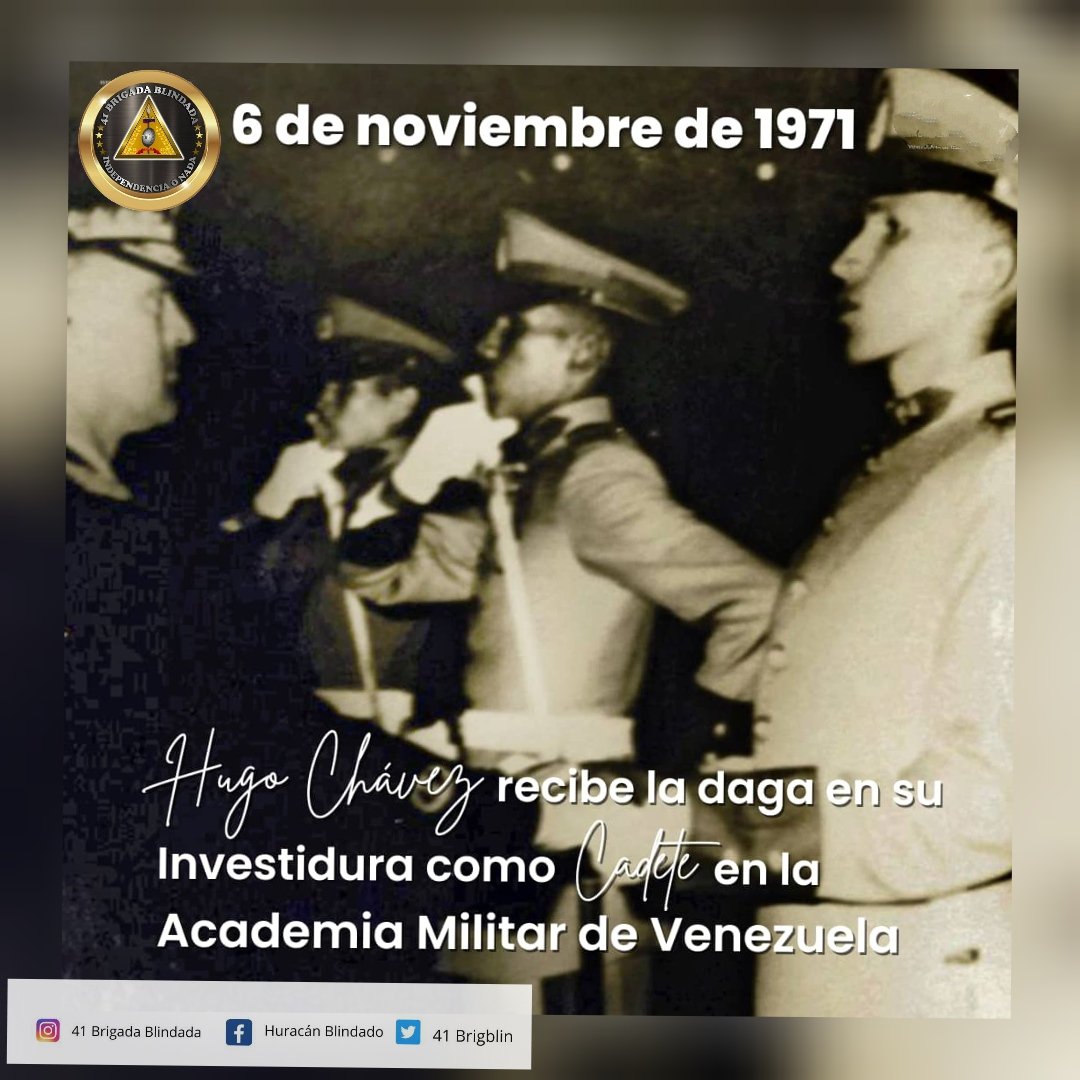 41brigblin's tweet photo. #06NOV22
¡SIEMPRE CHÁVEZ! Así recordamos a mi Comandante a 51 años de ser investido como Cadete de Primer año. ¡El cadete eterno!
#06NOV22
#VenezuelaEnLaCOP27
#41bgdablintriunfar
#FANB https://t.co/MnPLMdaufE