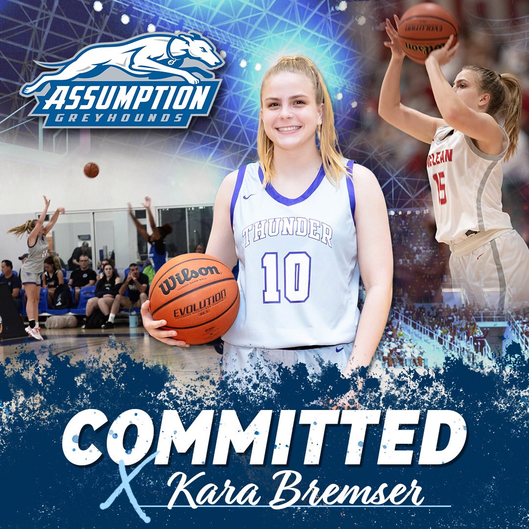 PVThunder_'s tweet photo. Congratulations to @BremserKara on her commitment to Assumption University! We can’t wait to see her leave her mark there like she has here! 🏀 #NE10 #ShootersShoot #D2hoops #CollegeHoops #StudentAthlete @novahoopsCom @CoachKrystal20 @AssumptionWBB @KerryPhayre https://t.co/EIxMIvNwJh