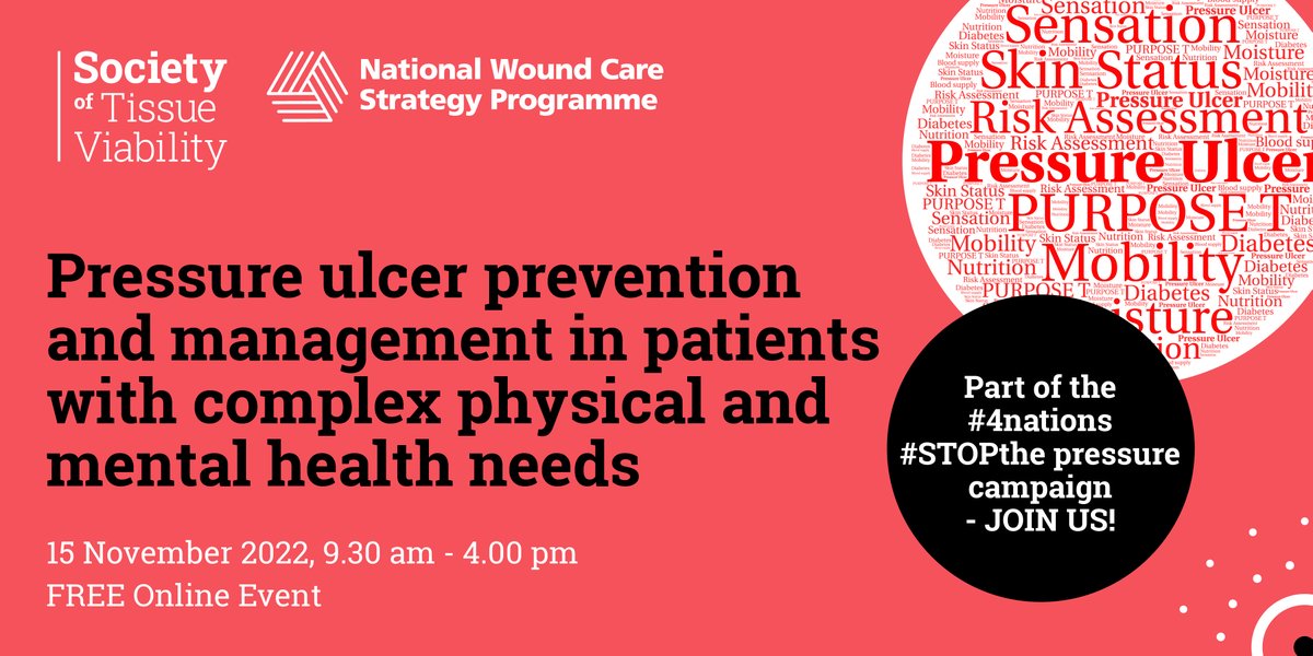 Hear about some of the exciting work being undertaken across the UK to address some of the challenges faced when trying to prevent pressure ulcers in patients with complex needs. Our panel of eminent speakers will share their experiences. Find out more! societyoftissueviability.org/whats-on/press…