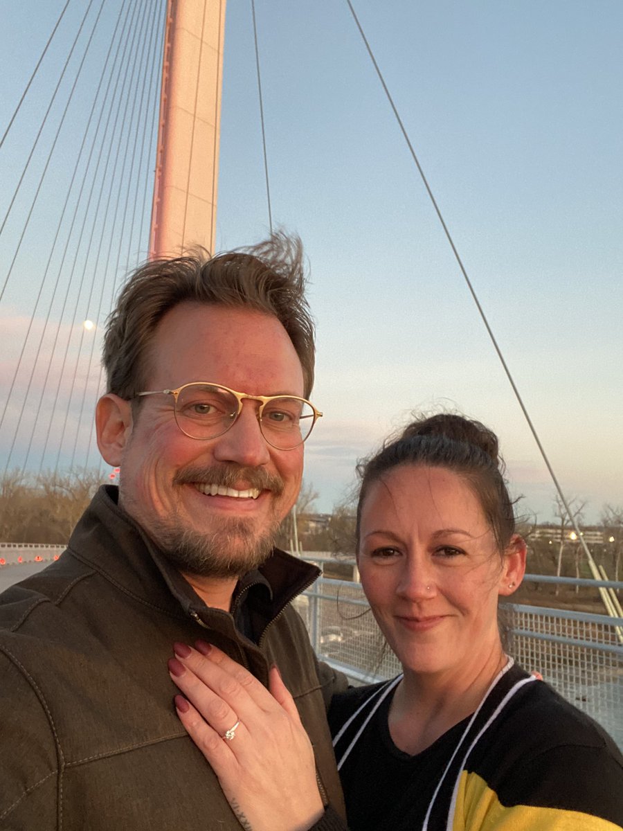 DJoeFitzgerald's tweet photo. This wonderful Iowa gal said, “Yes,” to this lucky Nebraska fella. #ItHappensOnBob
@BobTBridge https://t.co/jqR5tecMkh