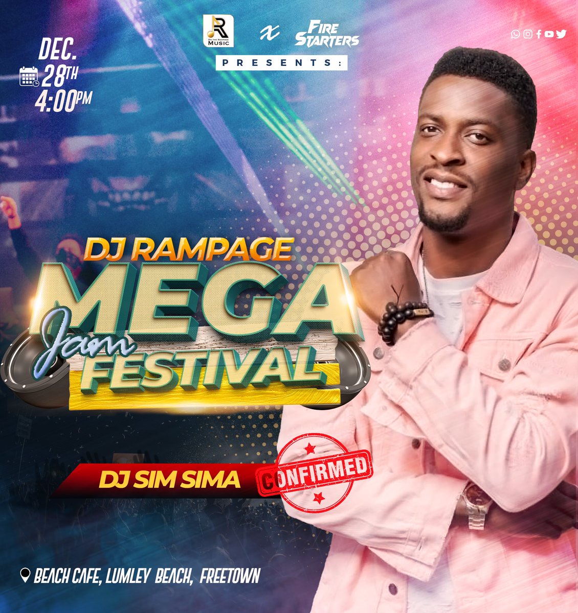 megajamfestival's tweet photo. DJ Sim Sima has joined the line up for MegaJam Festival and will bring us the best of EDM and Reggaeton music π₯
We gon live La vida loca π€πΎ
#MegaJamFestival #TheBeachCafe #December28th #DeeJayRampage #DjSimSima #OTR #DecemberInSalone #glowfestival #dettydecember https://t.co/R4ppSOl7JK