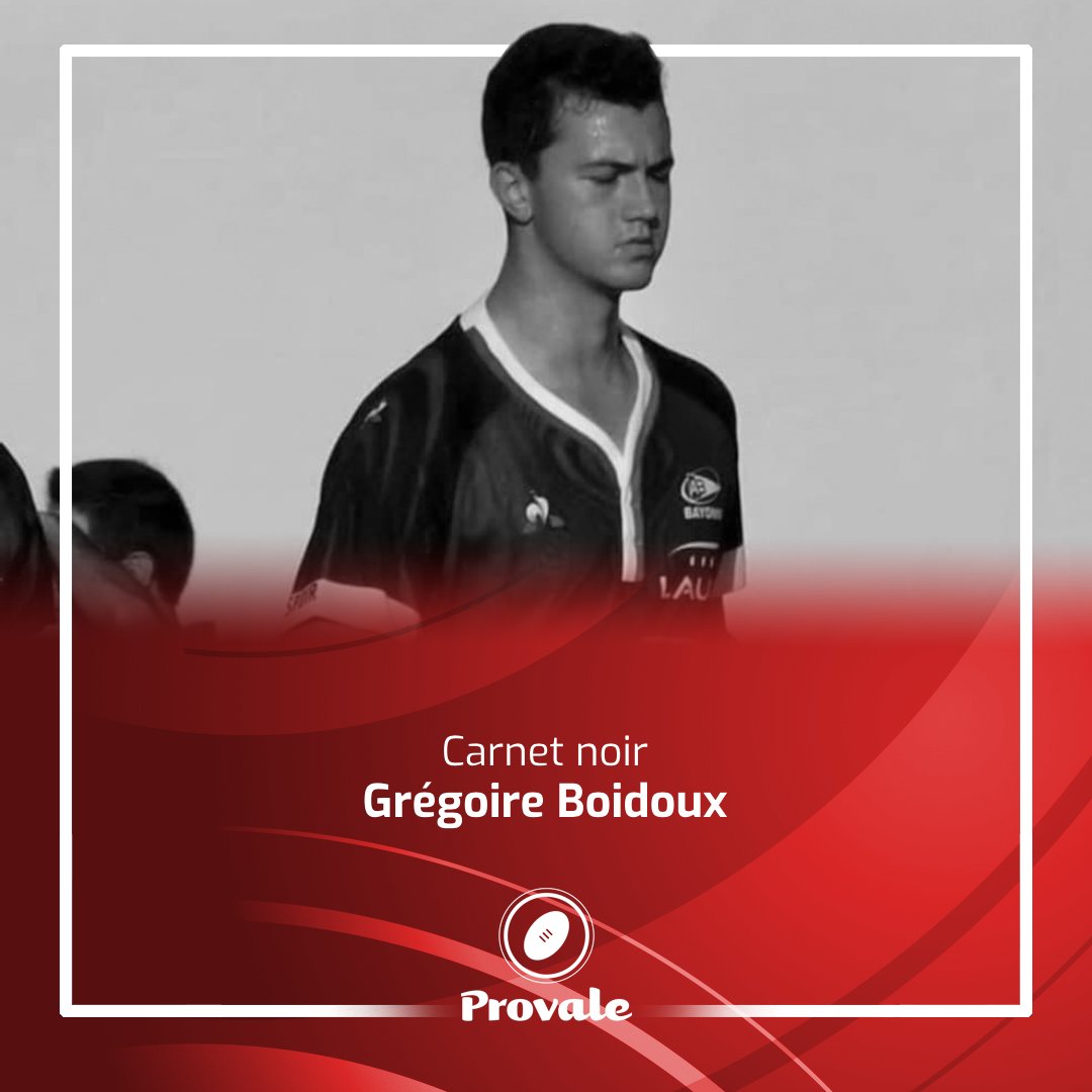 C’est avec une immense tristesse que nous apprenons le décès de Grégoire Boidoux, joueur espoirs de l’Olympique Marcquois Rugby Lille Métropole, à la suite d'un arrêt cardiaque. 

Provale adresse ses sincères #condoléances à sa famille, ses amis, son club et ses coéquipiers.🕊