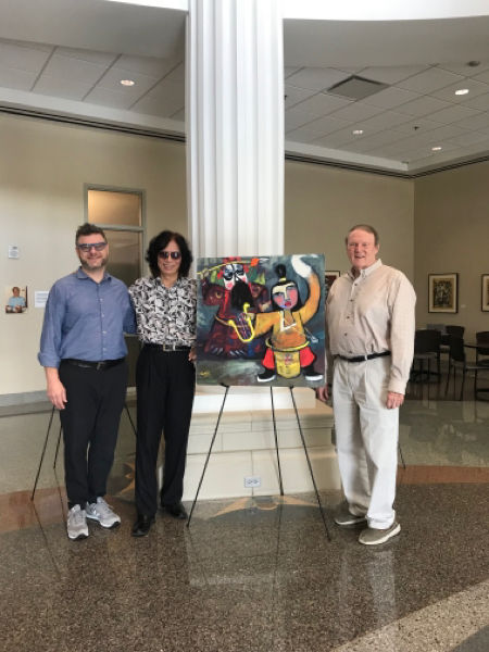 JamesHeQi's tweet photo. My big honor to be invited to visit Belmont University TN in Sep.20-22.
Many thanks for Dr.Chris Born, Prof. Ronnie &amp; V.P.Dr.Todd to invite me to do four lectures and to invite me to display my artworks together with Watanabe's art show on the lovely campus.
Thanks for all! https://t.co/GntX9NDhmE