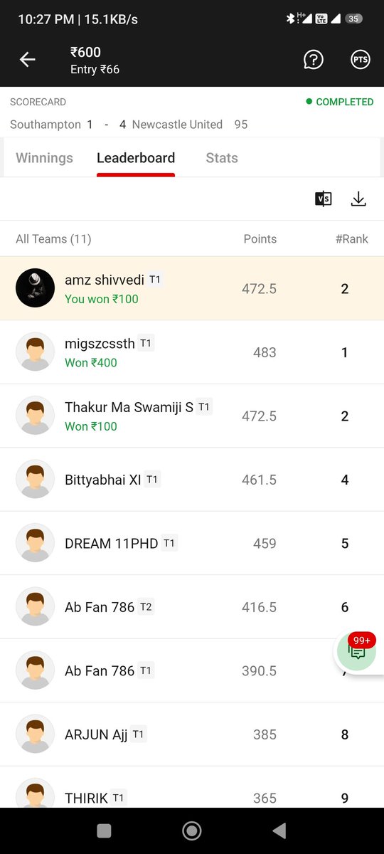 ShivvediAmz's tweet photo. #football Cleansweep 🧡💯
#PremierLeague #SOUvsNEW 

Again cleansweep till #11Members 💯🧡💛💯🤞✌ #Dream11 #Dream11Team #footballgame

#JoinUs in telegram for team 🤞💛💯 https://t.co/3DCsw8znWa