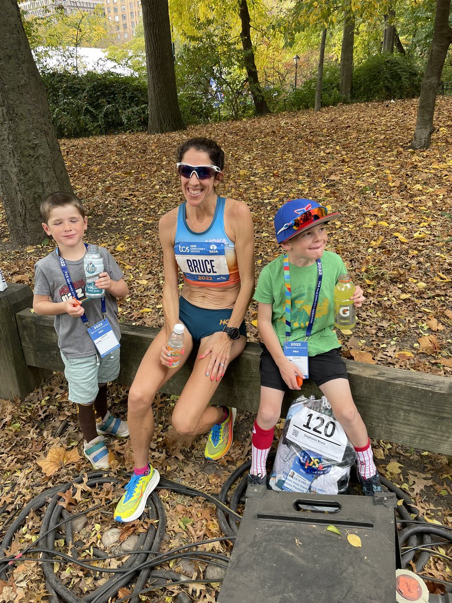 Boys and their mom post race. A battle out there today. 2:30:30ish 12th overall. @nyrr @nycmarathon
