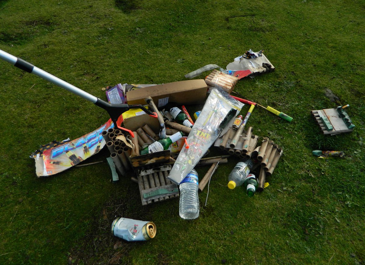 Just clearing up after your Firework Display on our nature reserve #TunstallHills yesterday 🤗 I think you forgot to take away all your plastics, chemicals and beer cans ⁉️