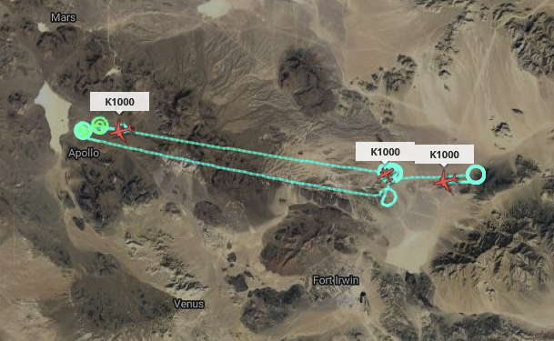 ameliairheart's tweet photo. Three Kraus Hamdani Aerospace K1000ULE ultra-long endurance UAVs flying over Fort Irwin, CA as part of Project Convergence 2022. #ADSB #0200F1 #0200F0 #0200EE #PC22 https://t.co/OvyxGMtaYo