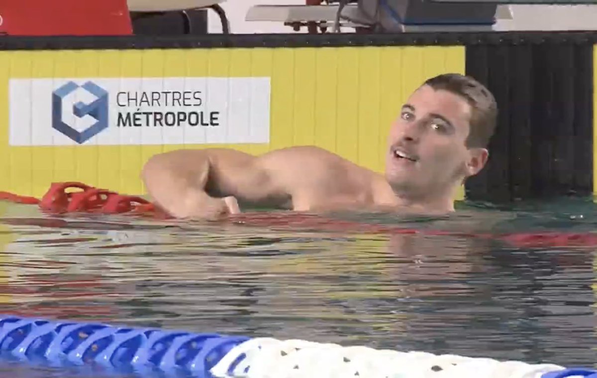 NelsonCarterJr's tweet photo. 🏊♂️ 100M NAGE LIBRE 🇫🇷 - (TQ 46.97)
🥇 Maxime Grousset 45.61 RP ✔️
🥈 Mikel Scheuders 🇦🇼 47.36
🥈 Charles Rihoux 47.39 RP
🥉 Thomas Piron 47.71
#Chartres2022 https://t.co/hGEE5E5wq7